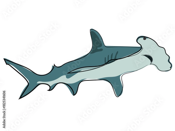 Obraz Hammerhead shark in continuous line drawing style.