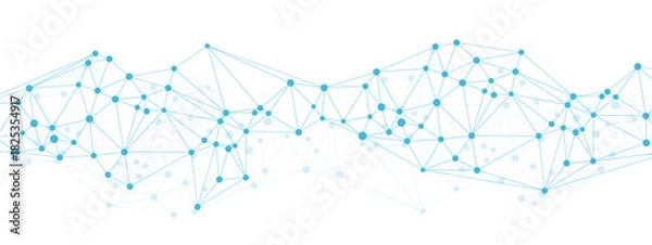 Obraz ネットワーク　背景　水色　横長　ビジネス　ベクター　ポリゴン