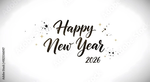 Fototapeta Greeting card illustration design with vector  text font decoration for the year 2026