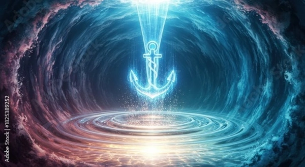 Obraz Mystical Anchor in a Cosmic Vortex - A Digital Art Piece.