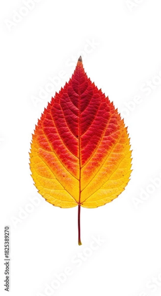 Fototapeta Colorful Autumn Leaf with Vibrant Red and Yellow Tones.