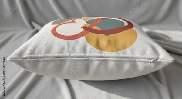 Obraz Stylish Decorative Pillow with Abstract Design on Gray Fabric.