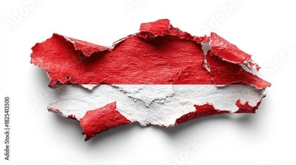 Obraz Abstract Paper Tear Revealing Austrian Flag Colors with Textured Surface and White Background