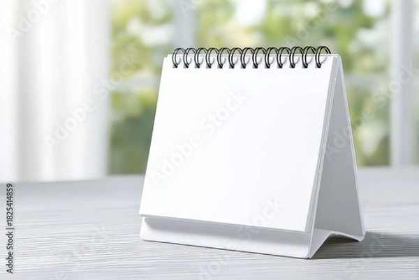 Obraz Blank White Desktop Calendar On Gray Wooden Surface With Soft Lighting and Blurred Background