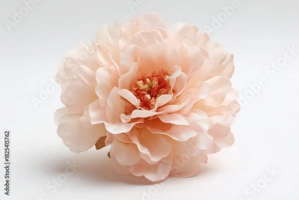 Obraz Close Up Photograph of a Single Peach Colored Artificial Flower on White Background with Glitter Accents