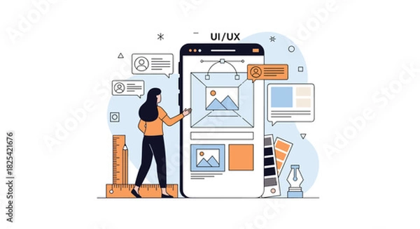 Fototapeta Creating a modern user interface design for a mobile application with a focus on user experience and visual appeal.