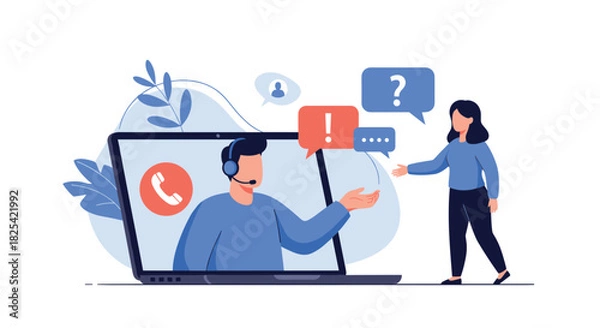 Fototapeta Understanding customer service and online support with interactive communication tools.