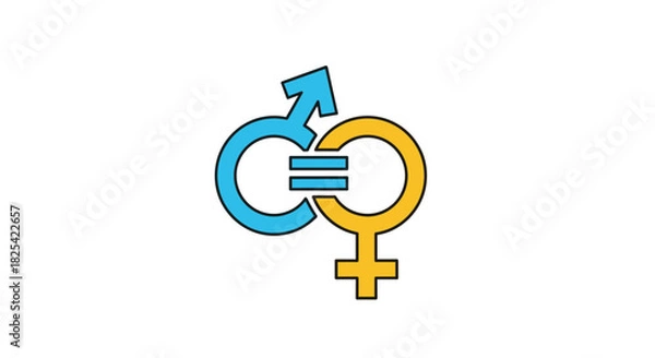 Fototapeta Gender equality symbol shows interconnectedness of male and female with an equals sign.