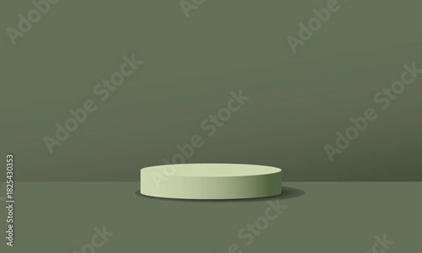 Obraz Minimal Round Podium Platform with Shadow in Green Tone