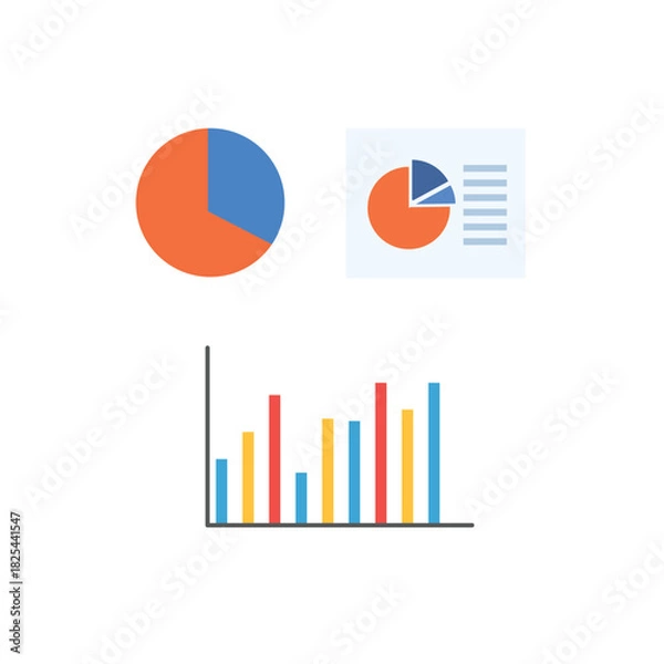 Obraz Pie Charts and Bar Graphs for Data Visualization, Business and Analytics Concept