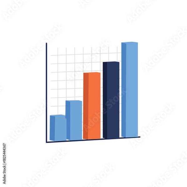 Obraz Colorful Bar Graph Showing Growth Trend, Performance Metrics and Data Visualization Concept