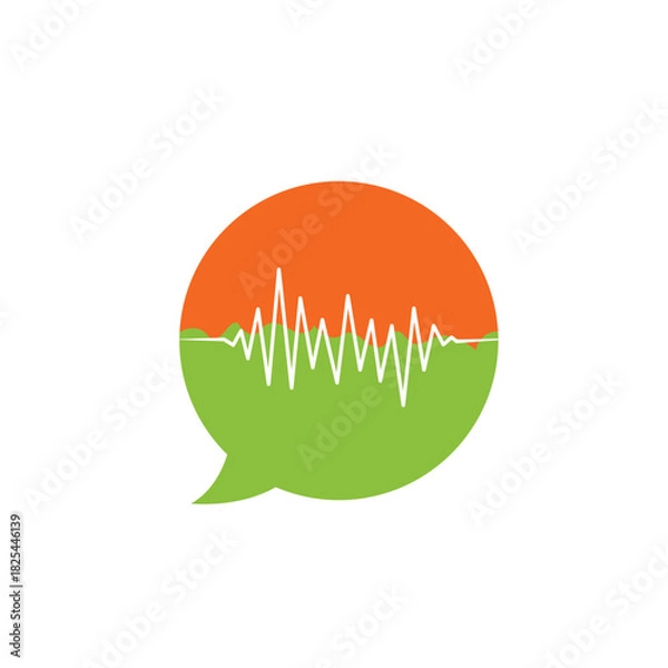 Fototapeta Split Speech Bubble with Audio Waveform, Voice and Communication Concept ,Split Speech Bubble with Waveform