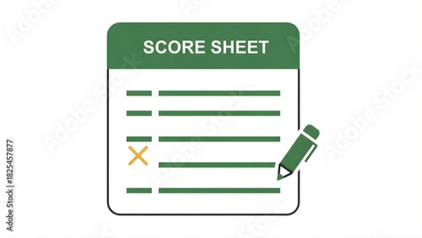Obraz Score Sheet Illustration with Checklist and Pen Graphic