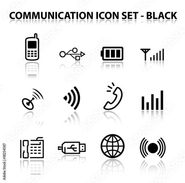 Obraz Reflect Communication Icon Set (Black)
