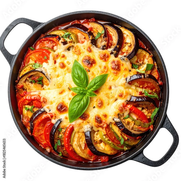 Fototapeta Savory italian peperonata with stewed peppers isolated on white background, perfect for creating transparent recipe pngs