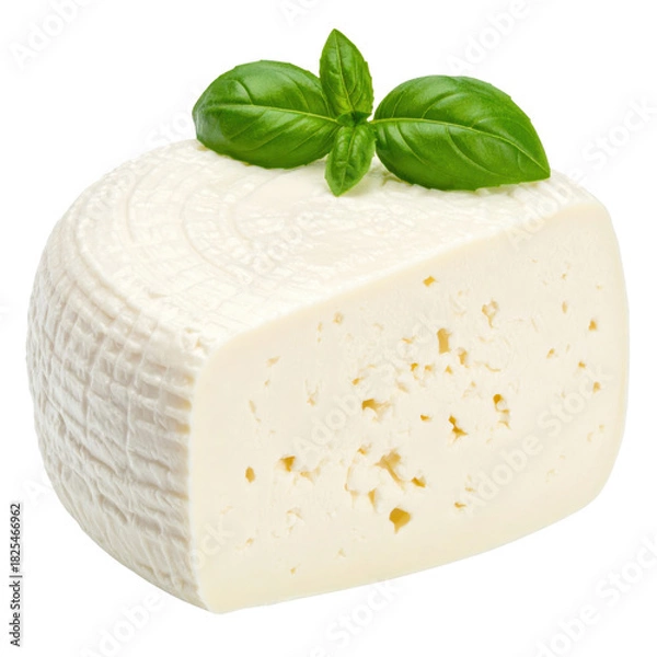 Obraz Single portion of delicious fried saganaki cheese perfectly isolated on a pure white background for mediterranean menus