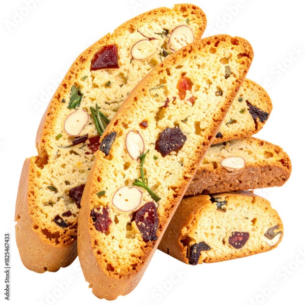 Obraz Crunchy savory biscotti with cheese isolated on white background, great for creating transparent pngs for menu design
