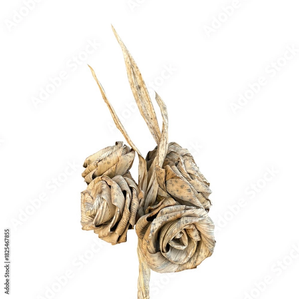 Fototapeta Artificial flowers withered isolate on white.
