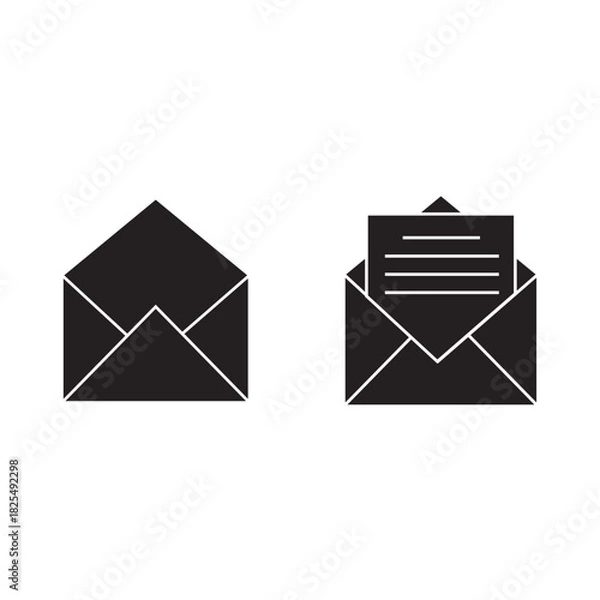 Fototapeta Open Mail Icon Black