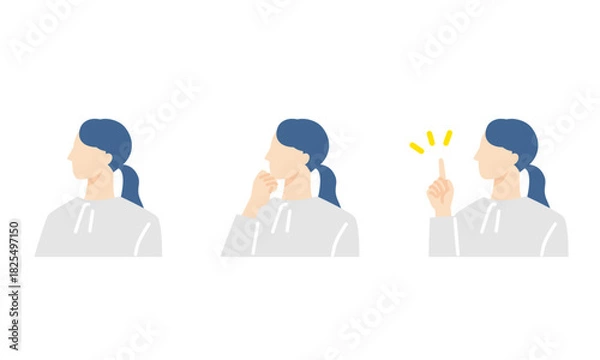 Fototapeta オフィスカジュアルな服装の女性、ビジネスパーソンの表情アイコン