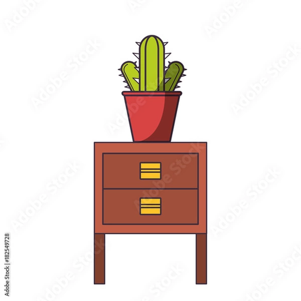 Obraz Chest of Drawers  with cactus icon