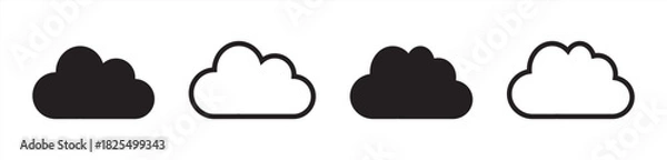 Obraz Cloud icon set - vector. cloud symbol in line and glyph style. Vector illustration