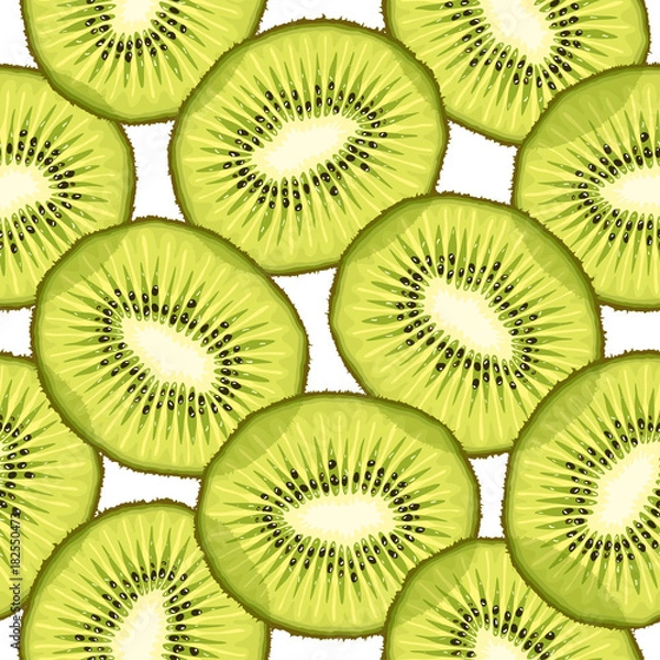 Fototapeta Vector seamless pattern from kiwi slices