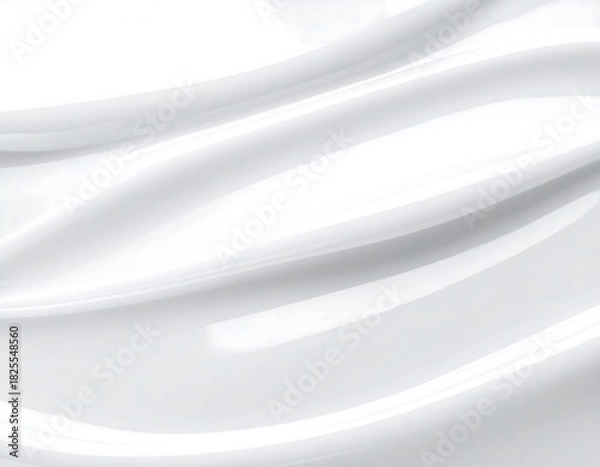Fototapeta Soft, white, flowing cream texture with smooth, glossy reflections