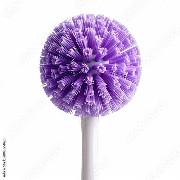 Fototapeta Close-up of a purple spherical cleaning brush with a white handle