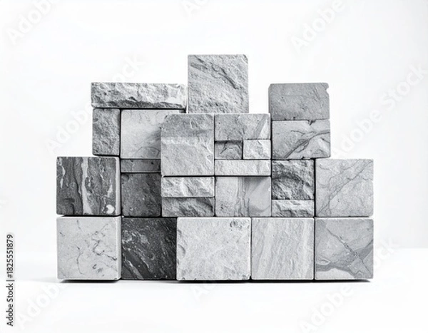 Fototapeta Stacked grey marble cubes