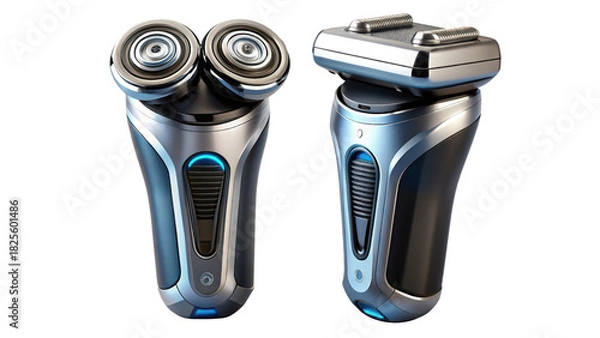 Fototapeta Electric shaver with rotary head and foil head isolated on transparent background