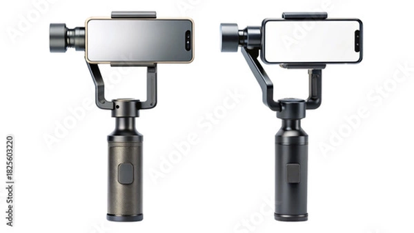 Fototapeta Two smartphone gimbal stabilizers with different handle designs isolated on transparent background