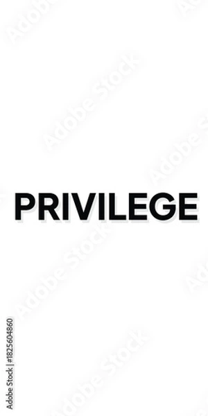 Obraz Privilege text background black. White banners. Text effect privilege
