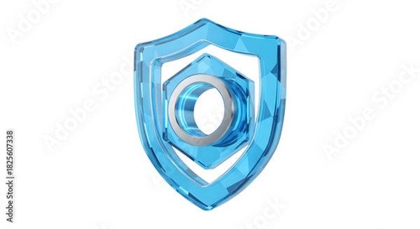 Fototapeta Blue Shield Security Icon Protection