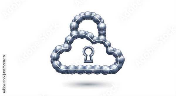 Fototapeta Cloud Data Security Lock Protecting Information