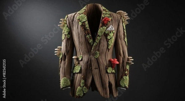 Fototapeta Intricate Jacket Design A Harmonious Fusion of Nature and Fashion, a tribute to the concept of organic wearables