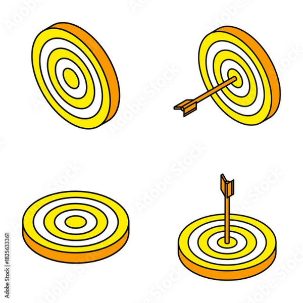 Obraz ターゲット　アイソメトリック　的　黄色　立体　ベクター
