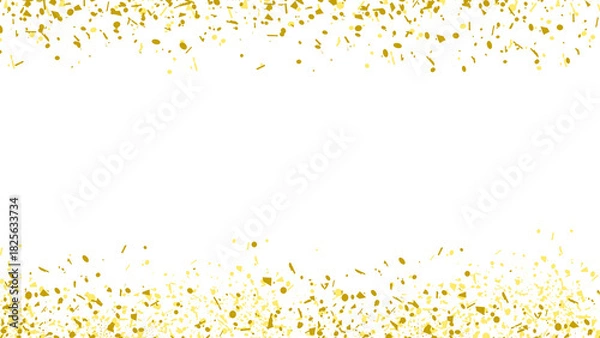 Fototapeta Falling gold glitter background. Small sparkling confetti wallpaper. Splashing gold dots texture. Design element for posters, Christmas birthday decorations.