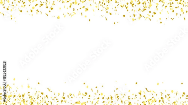 Fototapeta Gold glitter texture. Irregular confetti fringes on a transparent background. Christmas or party flyer design element. Illustration.