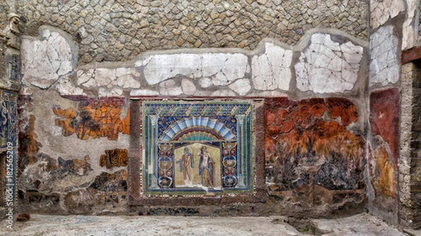 Fototapeta Ercolano (Italy) - Archaeological area. Mosaics of the House of Neptune and Amphitrite