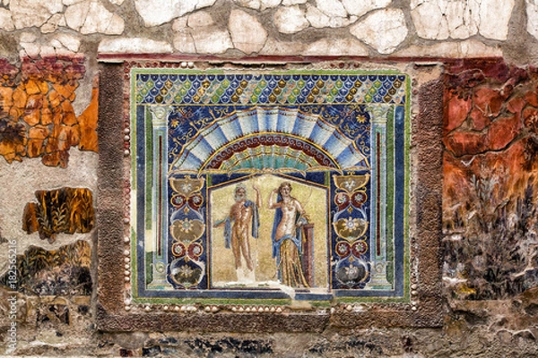 Fototapeta Ercolano (Italy) - Archaeological area. Mosaics of the House of Neptune and Amphitrite