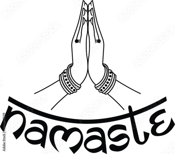 Fototapeta Namaste gesture vector hand drawn	