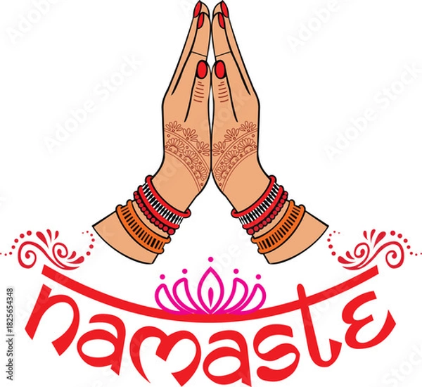 Fototapeta Namaste gesture vector hand drawn	
