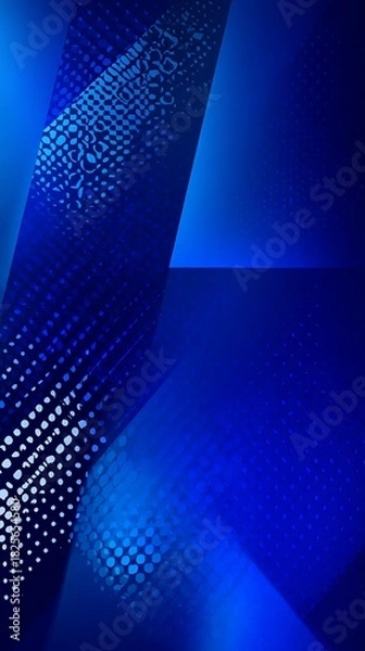 Obraz Dynamic Abstract Background Featuring Gradient Royal Blue Hues, Asymmetrical Shapes, and Dotted Patterns with Artistic Light Effect