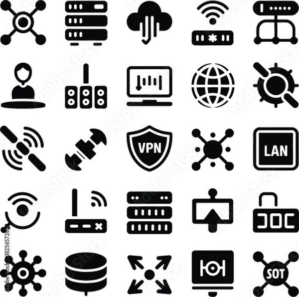 Fototapeta Technology and network icons for digital infrastructure Keywords: technology, network, digital
