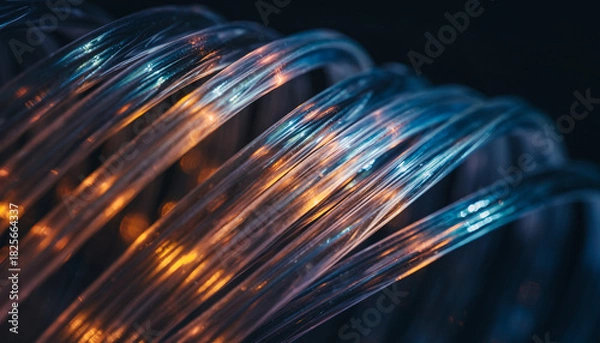 Fototapeta Fiber Optic Cables Data Transmission and Communication Technology.