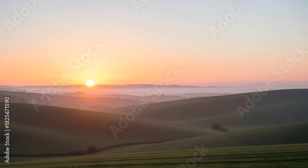 Obraz Sunrise over rolling hills of Tuscany at Dawn