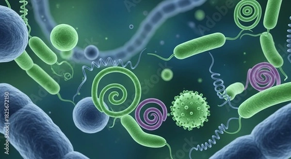 Fototapeta Abstract representation of balanced gut microbiome ecosystem