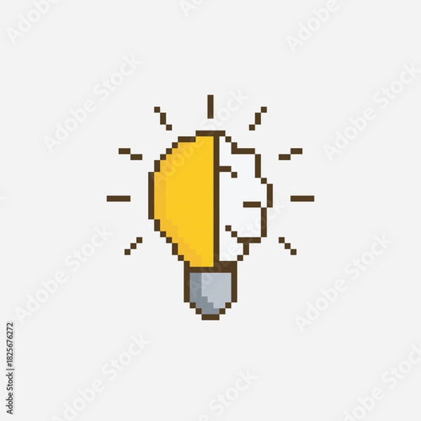 Obraz idea lamp pixel art, vector illustration on isolated background.