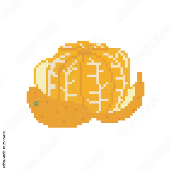 Obraz orange pixel art, vector illustration on isolated background.
